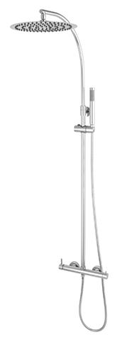 Shower mixer, high column round ceramic